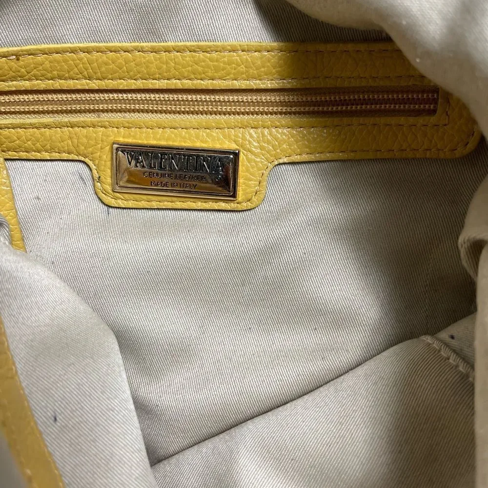 Valentina Italia pebble leather yellow mustard slouch hobo shoulder bag